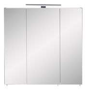 Moderner Spiegelschrank mit drei Türen und integrierter Beleuchtung, Frontalansicht