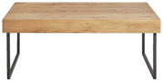 Moderner Couchtisch aus Holz mit Metallbeinen, Frontalansicht