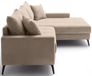 Beige Ecksofa mit Rillenstruktur, seitliche Perspektive