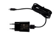 Zwarte USB-C-oplader met kabel, bovenaanzicht