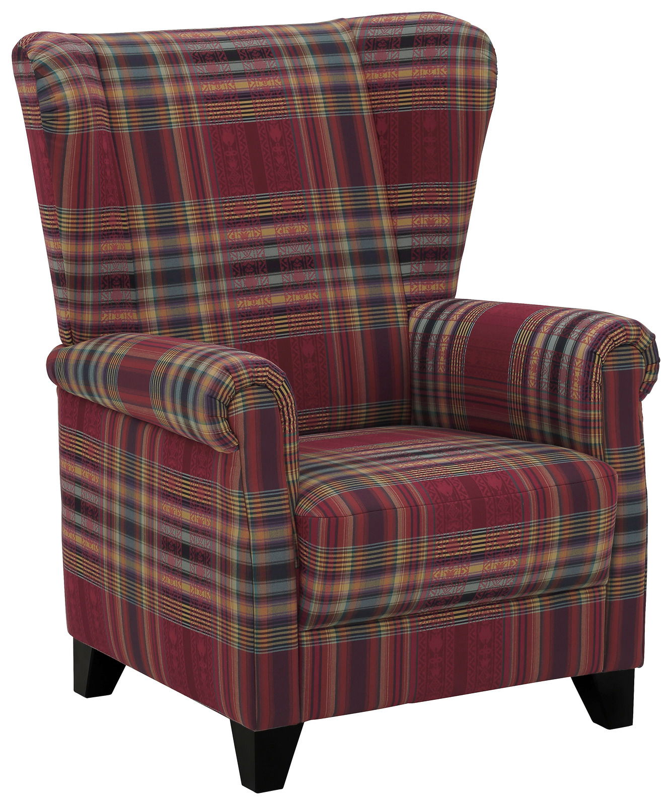 Landscape Ohrensessel CORNWALL Ohrensessel mit rot-kariertem Muster, Vorderansicht