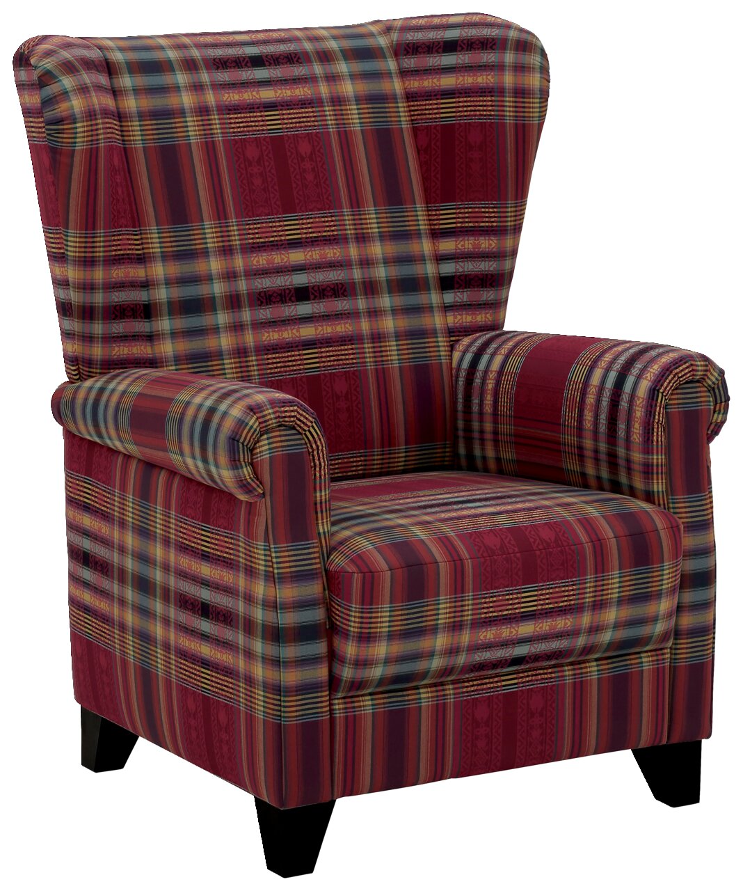 Landscape Ohrensessel CORNWALL Ohrensessel mit rot-kariertem Muster, Vorderansicht