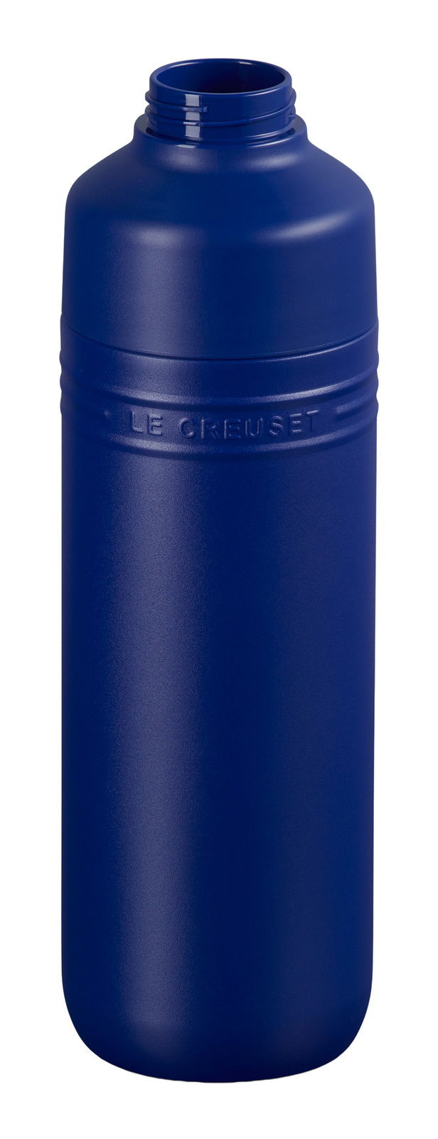 Blaue Trinkflasche 1L von Le Creuset, Vorderansicht