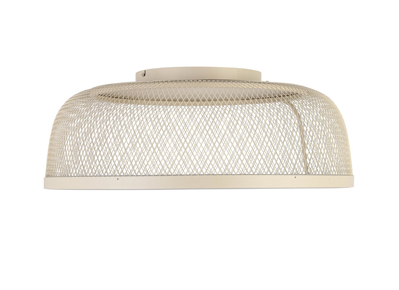 LED-plafondlamp met een modern, roostervormig ontwerp, gezien vanaf de zijkant
