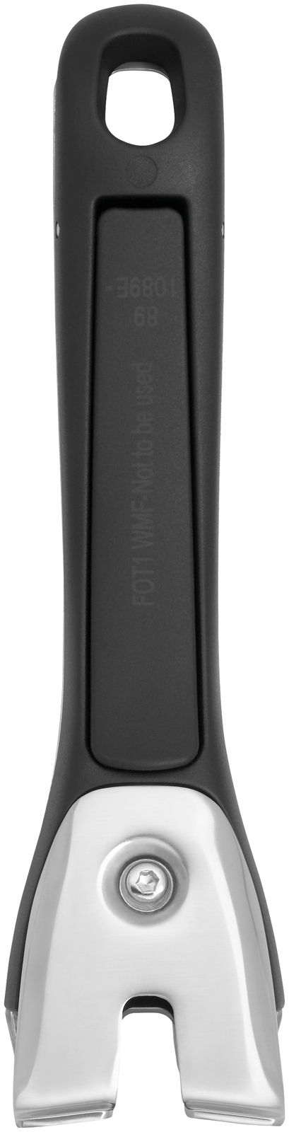 Click&Serve Griff in Frontalansicht, schwarzer Griff mit silbernem Metallende.
