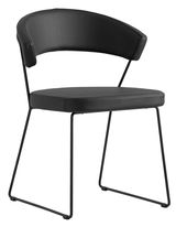 Moderner schwarzer Stuhl mit Metallgestell, seitliche Perspektive