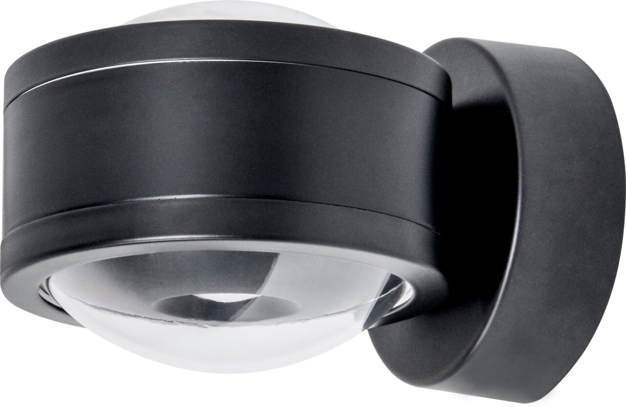 Schwarze LED Wandleuchte mit modernem Design, seitliche Perspektive