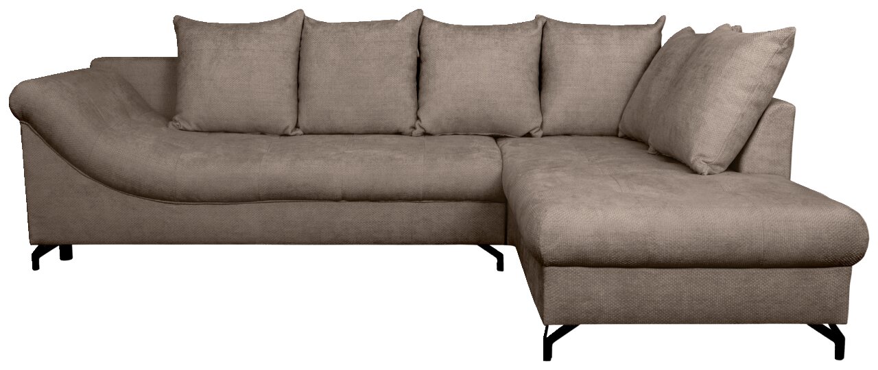 Beige Ecksofa mit Ottomane rechts, Vorderansicht