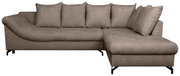 Beige Ecksofa mit Ottomane rechts, Vorderansicht