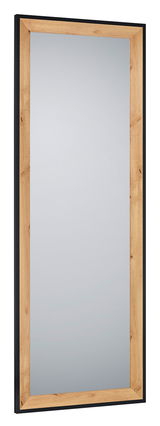 Rechteckiger Spiegel mit Holzrahmen, seitliche Perspektive