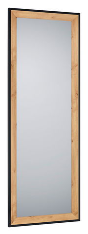 Rechteckiger Spiegel mit Holzrahmen, seitliche Perspektive