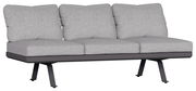Graues 3-Sitzer Loungeelement mit gepolsterten Kissen, seitliche Perspektive