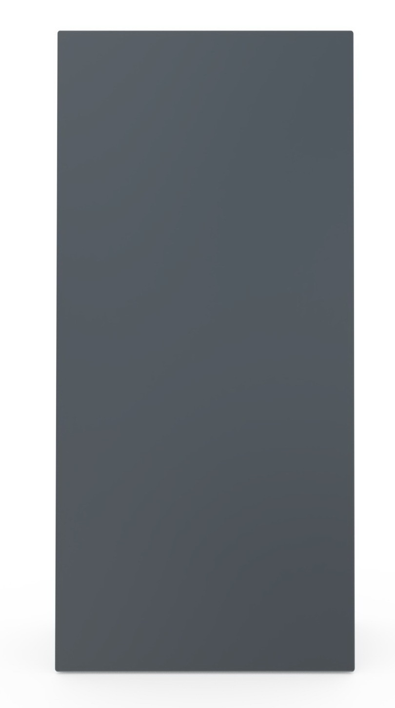 Novel Oberschrank links NV.210 Frontansicht eines dunkelgrauen Oberschrankes mit glatter Oberfläche.