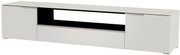 Weißes XL TV-Lowboard mit zwei Türen und einer Schublade, seitliche Perspektive