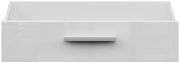 Weiße breite Schublade mit silbernem Griff, Frontalansicht