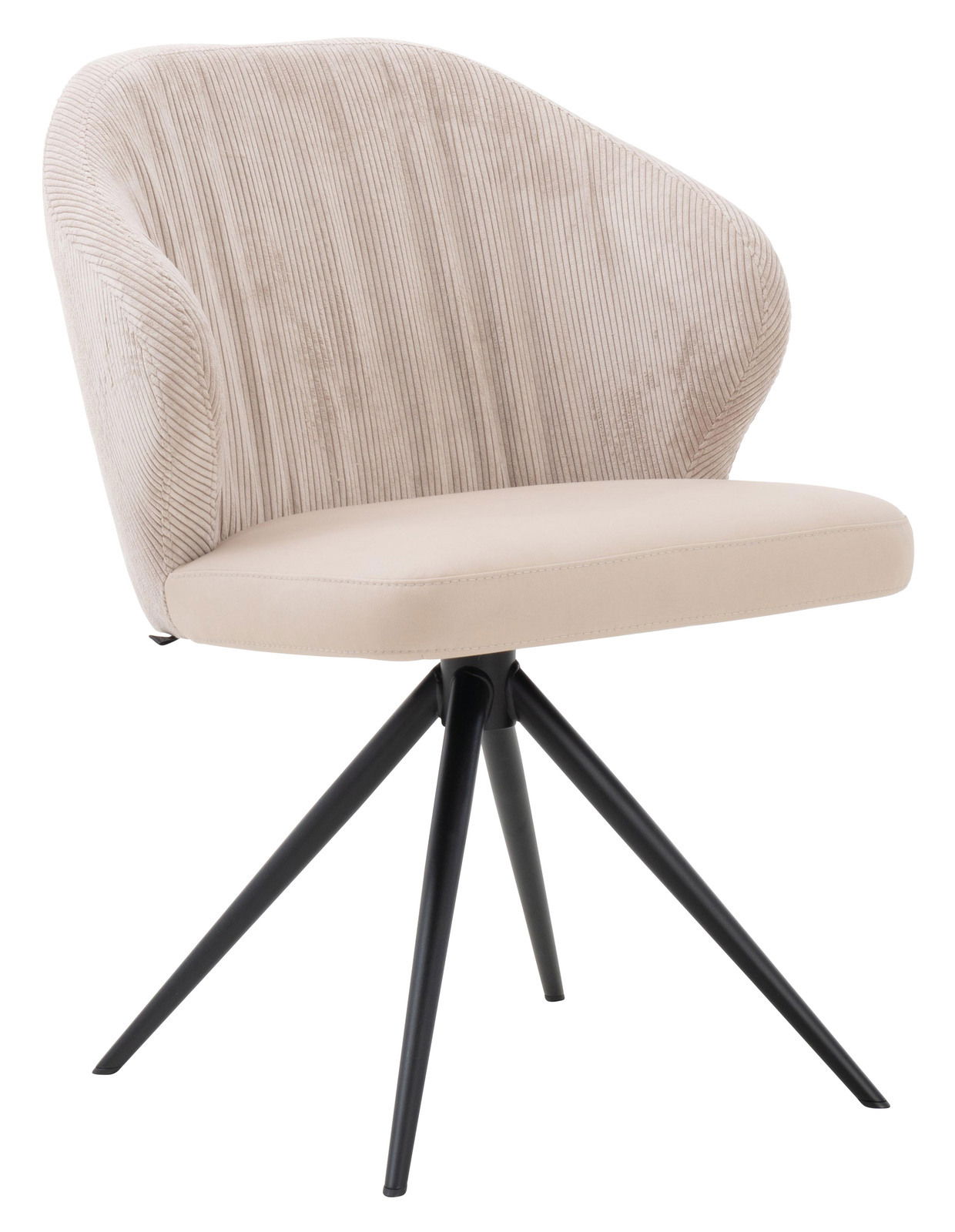 Dieter Knoll Armlehnstuhl ROXY Beiger Armlehnstuhl mit schwarzem Metallgestell, seitliche Perspektive