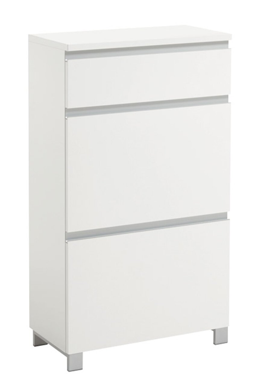 VOSS Schuhschrank SALEA Weißer Schuhschrank mit drei Klappen, frontal fotografiert.