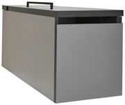 Graue Towerunit (Container) mit schwarzem Griff, seitliche Perspektive