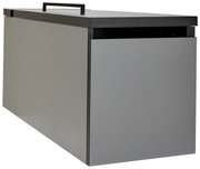 Graue Towerunit (Container) mit schwarzem Griff, seitliche Perspektive