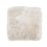 Weißes, flauschiges Lammfell Sitzauflage 35x35cm, Draufsicht