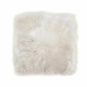 Weißes, flauschiges Lammfell Sitzauflage 35x35cm, Draufsicht