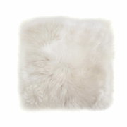 Weißes, flauschiges Lammfell Sitzauflage 35x35cm, Draufsicht