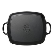 Schwarze Grillplatte 30x27 cm mit zwei Griffen, Draufsicht
