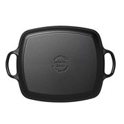 Schwarze Grillplatte 30x27 cm mit zwei Griffen, Draufsicht