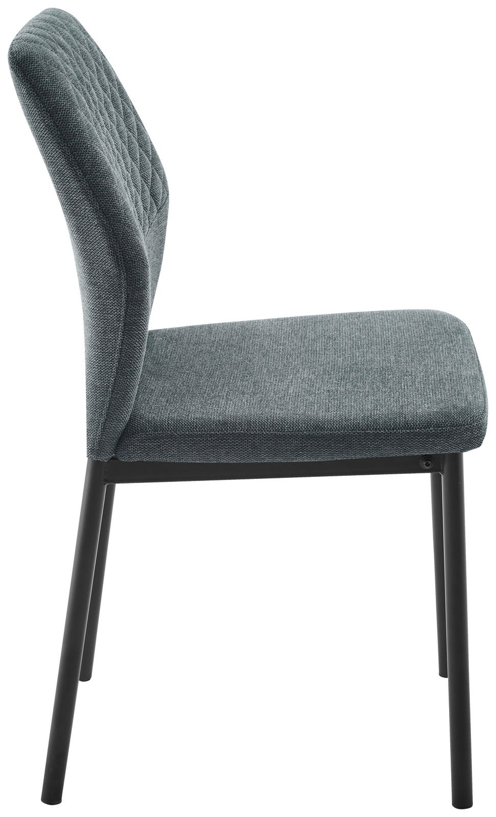 Moderner Stuhl mit gepolsterter Rückenlehne und Sitzfläche, seitliche Ansicht