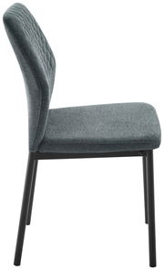 Moderner Stuhl mit gepolsterter Rückenlehne und Sitzfläche, seitliche Ansicht