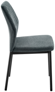 Moderner Stuhl mit gepolsterter Rückenlehne und Sitzfläche, seitliche Ansicht