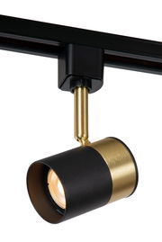 Schwarzer und goldener Strahler FLORIS von Lucide Leuchten, seitliche Perspektive