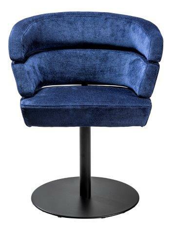Blauer Sessel mit runder Basis, Vorderansicht