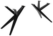 Schwarze Metalltischbeine in X-Form, seitliche Perspektive