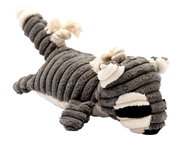 Knuffeldier in de vorm van een wasbeer, zijaanzicht