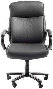 Schwarzer Chefsessel aus Leder, Vorderansicht