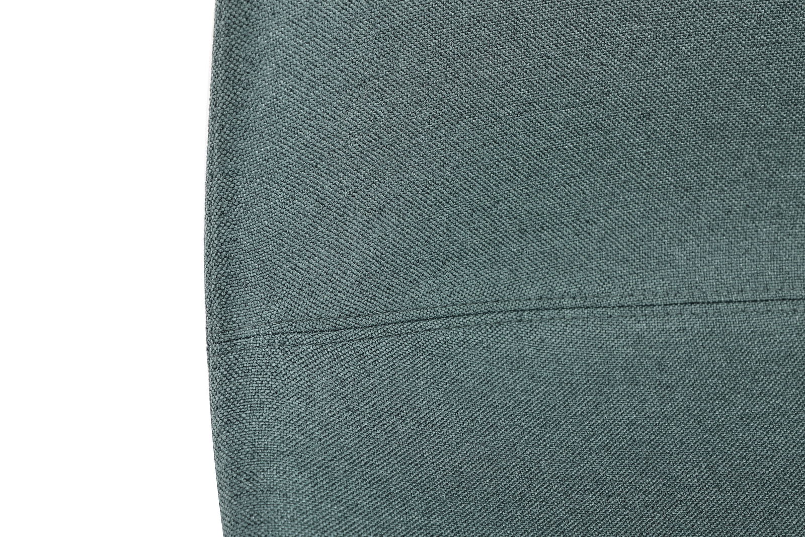 Nahaufnahme eines grünen Stoffbezugs eines Stuhls, Detailansicht der Textur.
