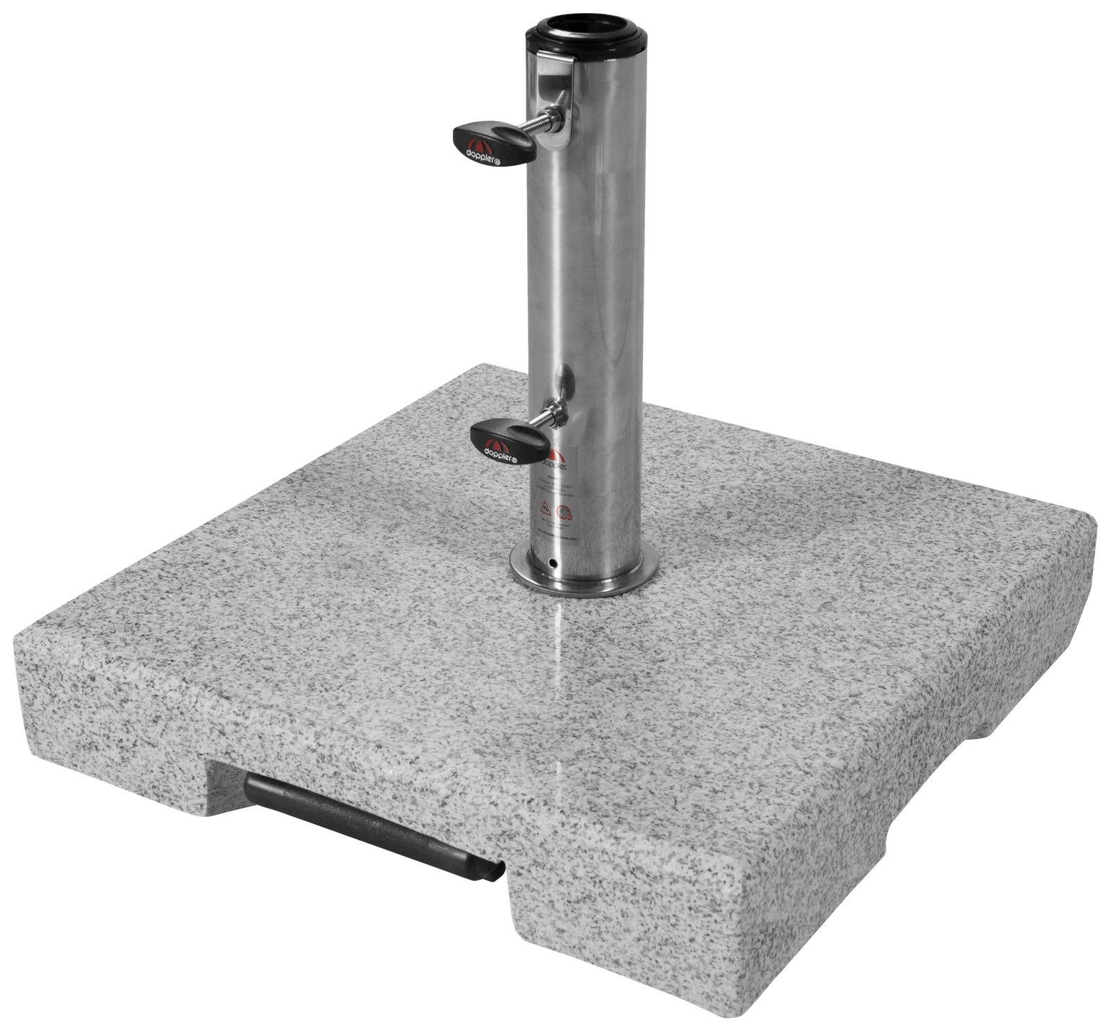 Doppler Granitsockel Trolley ZUBEHÖR Granit-Sockel mit Edelstahlrohr, seitliche Perspektive
