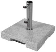 Granit-Sockel mit Edelstahlrohr, seitliche Perspektive