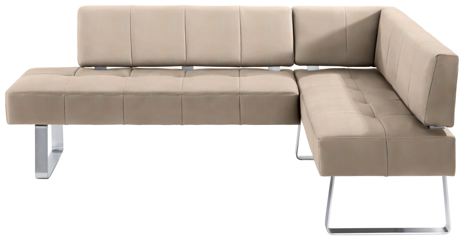 Moderano Eckbank LUPO II Moderne beige Eckbank mit Metallbeinen, seitliche Perspektive