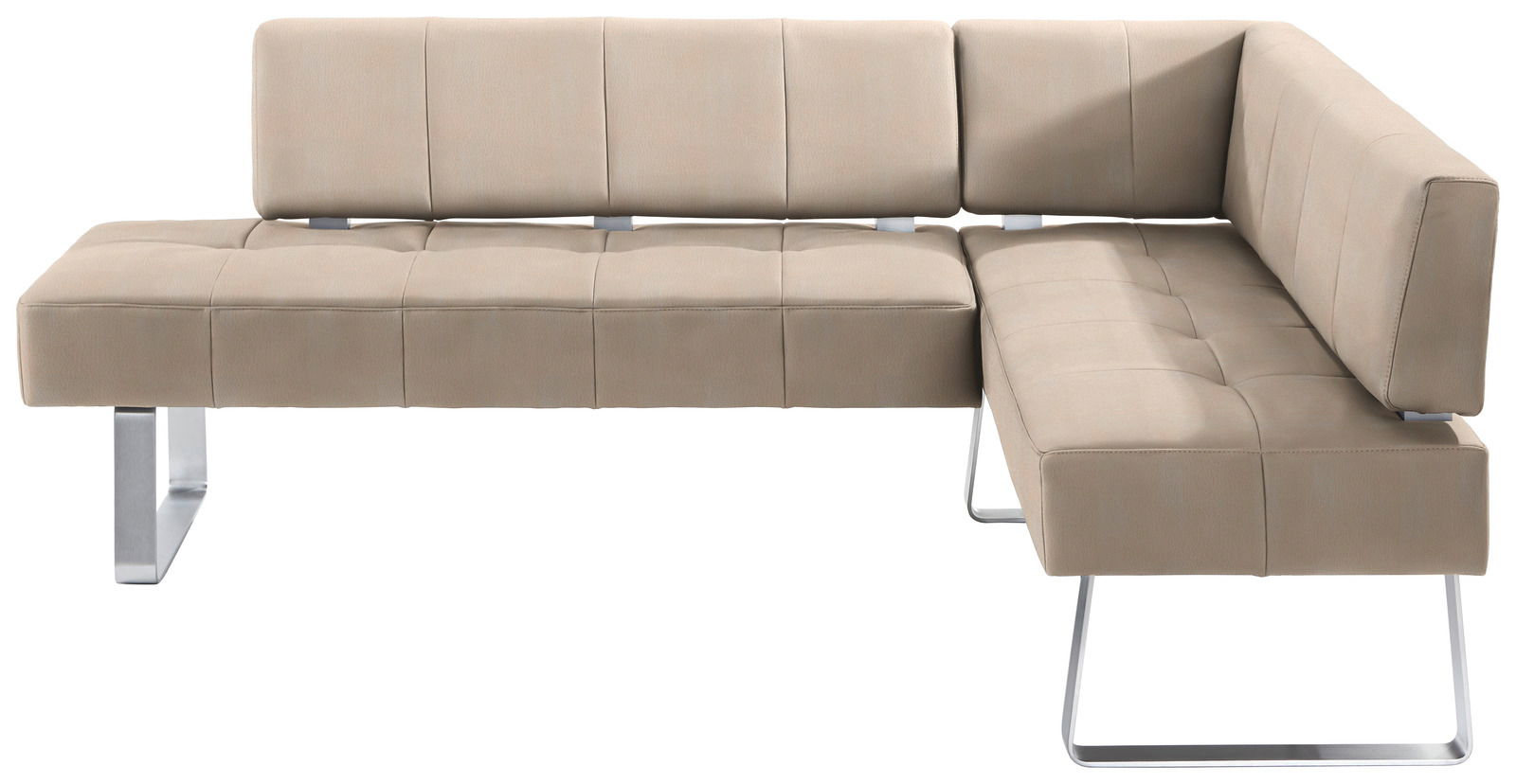 Moderano Eckbank LUPO II Moderne beige Eckbank mit Metallbeinen, seitliche Perspektive