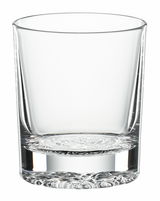 Klarglasbecher mit dickem Boden, seitliche Perspektive