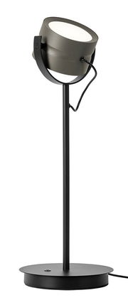 Moderne LED-Tischleuchte in schwarzem Design, seitliche Perspektive