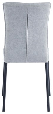 Rückansicht eines grauen Stuhls mit schwarzem Gestell, Modell JORDAN