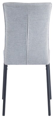 Rückansicht eines grauen Stuhls mit schwarzem Gestell, Modell JORDAN