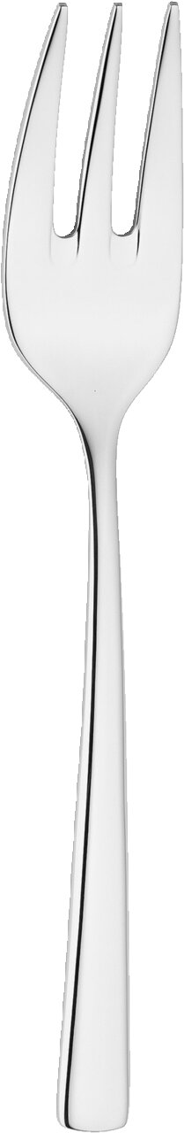 Polierte Edelstahlgabel mit drei Zinken, frontal abgebildet.