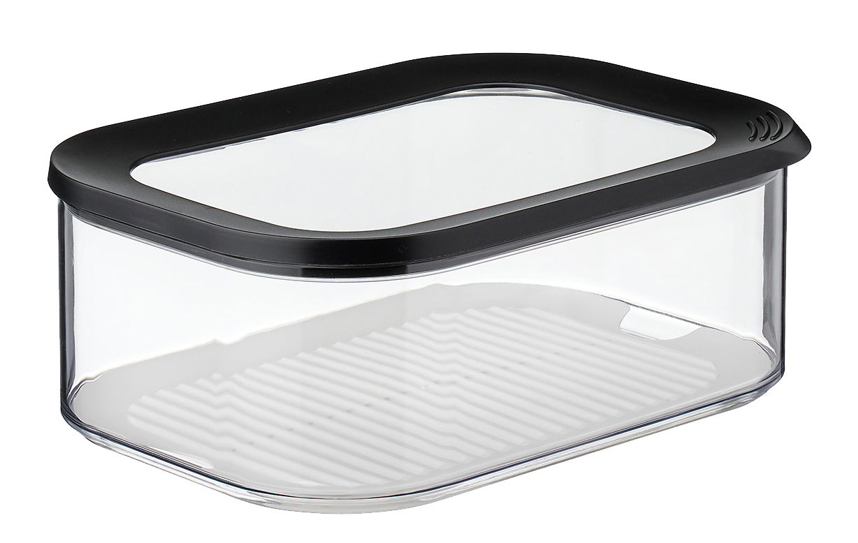 Mepal Kühlschrankdose MODULA Transparente Kühlschrankdose mit schwarzem Deckel, seitliche Perspektive