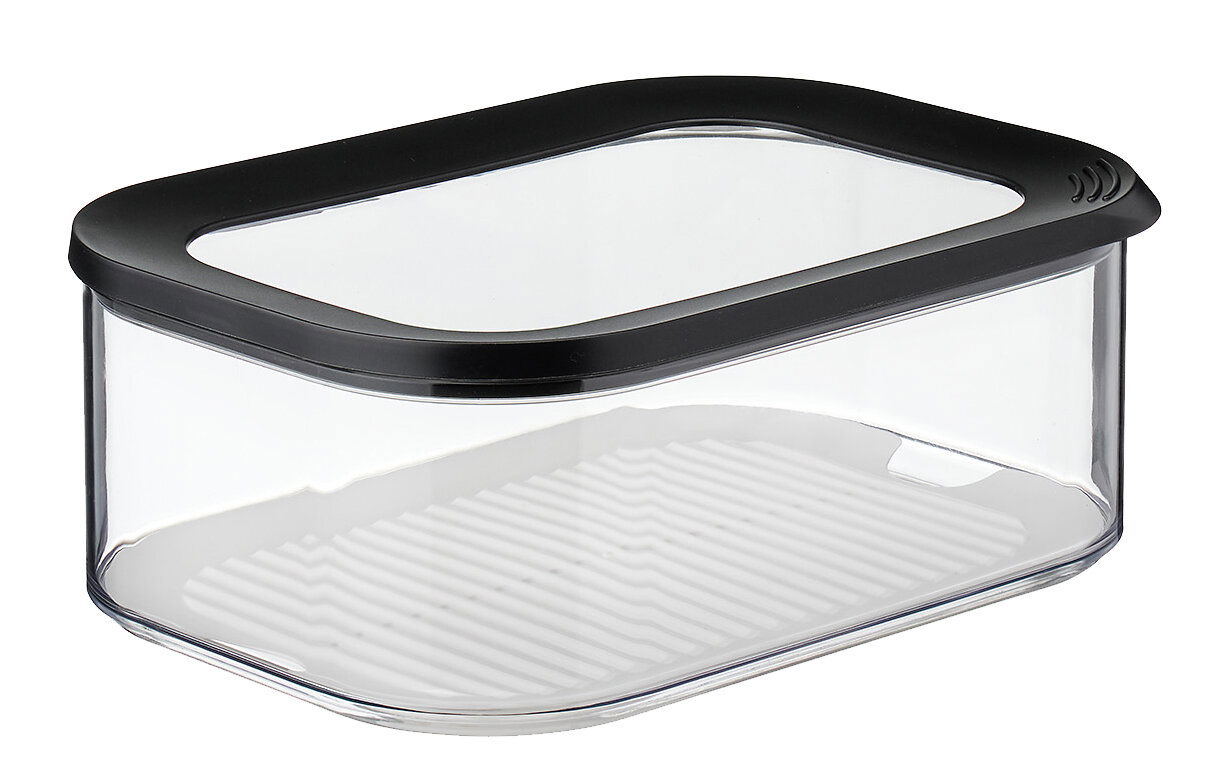 Mepal Kühlschrankdose MODULA Transparente Kühlschrankdose mit schwarzem Deckel, seitliche Perspektive