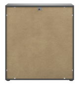 Rückansicht einer Kommode mit schlichtem Design und Holzrückwand.