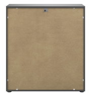 Rückansicht einer Kommode mit schlichtem Design und Holzrückwand.